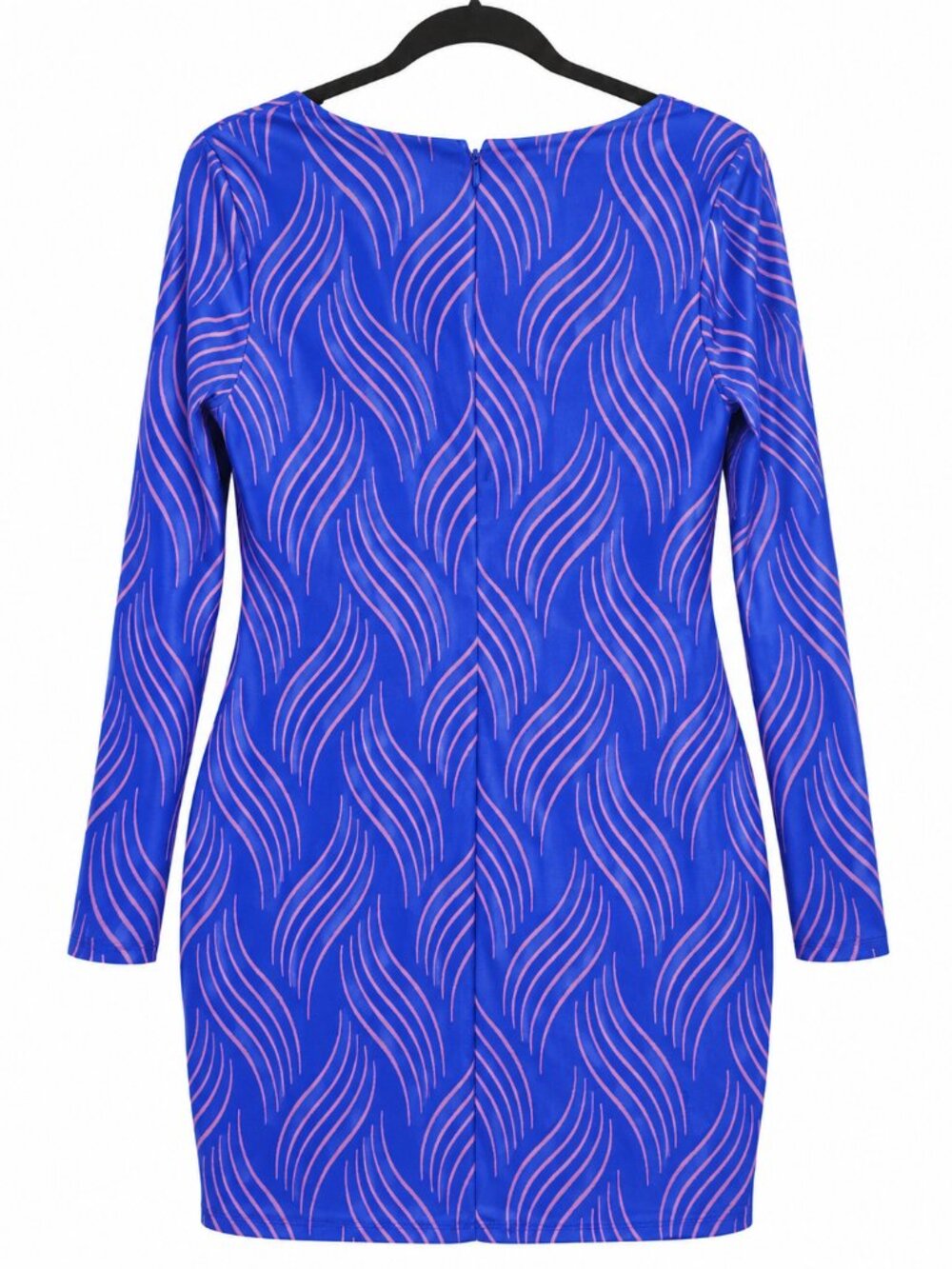 Fashion Nova Size 2X Blue Pink Abstract Print Bodycon Mini Dress - Picture 2 of 5